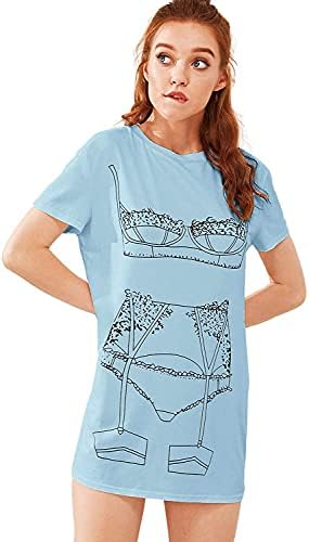 Floerns Donje smiješno donje rublje spavaćica Slatko Majica sa po cijeloj površini ženska košulja Za spavanje