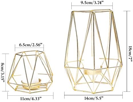 Geometrijski Zlatni držač za čaj lampe za dekor stola, Veliki i mali metalni Šesterokutna svijeća, Središnji