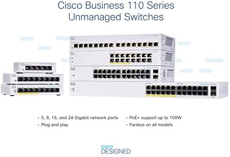 Unmanaged switch Cisco Business CBS110-8T-D, 8 portova GE, Stolno računalo, Vanjsko napajanje, Zaštita s ograničenim