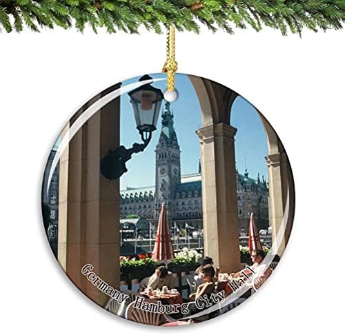 Njemačka Gradska Vijećnica U Hamburgu Ukras Božićnog Drvca Keramika Privjesak Сувенирное Ukras
