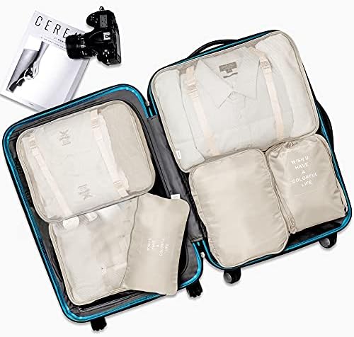 Kocke za pakiranje putovanja, Torbe za Organizatora jednostavno prtljage VAGREEZ, Set za nošenje kofera(Bež)