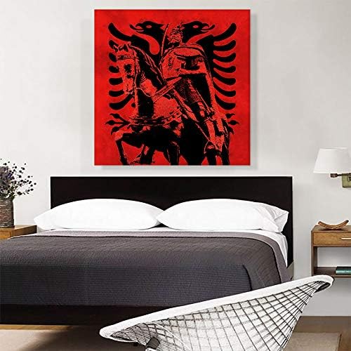 АРТКАНВАС Скандербег Crno-crveni s Dvoglavi orao Albanija Ispis na platnu - 36 x 36 (Dubina 1,50 cm)