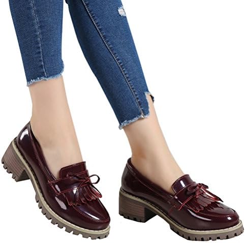 Ženske klasične modeliranje cipele-oxfords DADAWEN na platformi bez-uvezivanje s кисточками na srednje potpetice