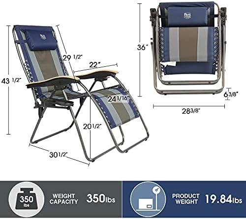 Негабаритное stolica za odmor s nultom gravitacijom TIMBER RIDGE, naslonjač za vrt XL s подстаканником, Sklopivi