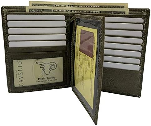 Torbicu s dual RFID-blokiranjem od prave kože Marshal za muškarce s pretincima za kartice, 2 pretinca za novčanice, Prozori za iskaznica, Novac, (Cavelio Green)
