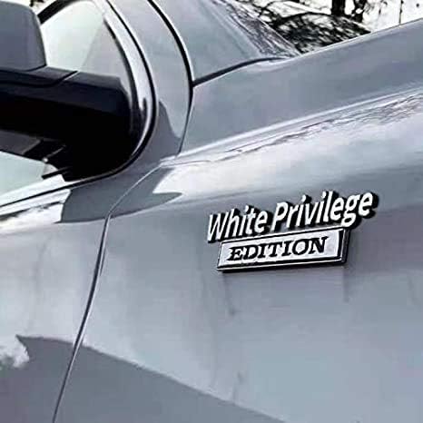 2 komada Metalni Bijeli Logotip Privilege Edition Ikonu 3D Reljef i izdržljiva, Ljepljive Naljepnice za vozila