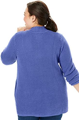 Žena U ženskom свитере-кардигане munje Plus Size Sprijeda
