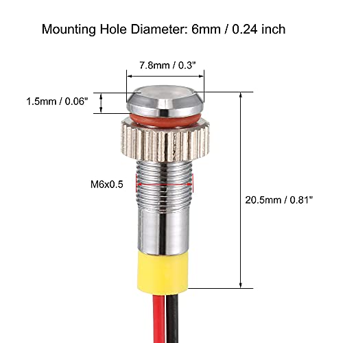 uxcell Upozoravajući Indikator ac/dc 12 v 6 mm armatura Lampe Skrivene Montažu Na Ploču Metal Ljuska Bijela