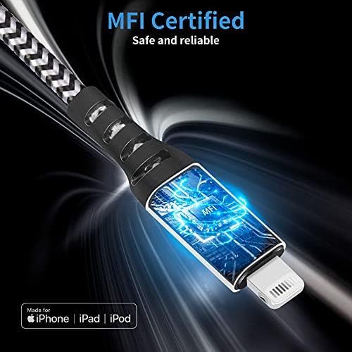 IPhone punjač 13 Pro Max 10 metara, Certificirani Deegotech [MFi] USB Kabel C-Lightning, Dugi pleteni kabel za punjač iPhone Kompatibilan s iPhone 13 Pro Max/13 Pro/13/12 Pro Max/12/11 Airpods (3 m)