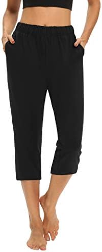 THANTH Ženske hlače capri Slobodan Udobne Pidžame za vježbanje joge, Sportske hlače za trčanje s džepovima