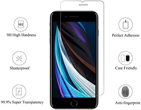 Zaštitna folija za ekran Ailun 0,25 mm, kompatibilna sa iPhone SE 2020 2. generacije, iPhone 8,7,6 s,6, 4,7 inča, 3 pakiranje Bistra