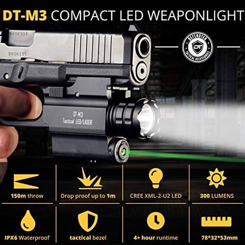 Oružje svjetla DefendTek - Punjiva instaliran na рельсе svjetiljku i Kombinacija zelenog laserskog svjetla za