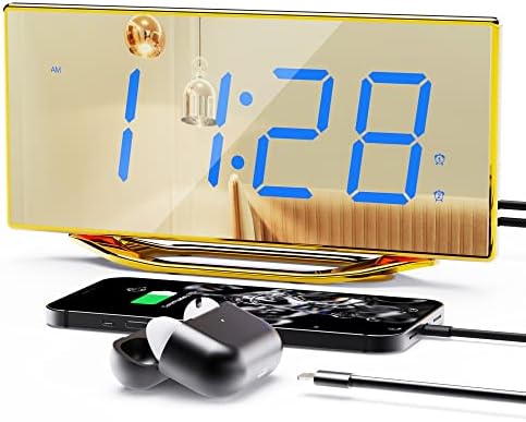 Ogledalo Alarm za Odrasle osobe s teškim Spavanja, Dvostruki Alarm sa Punjačem, USB, 8 i 7-inčni Veliki Zaslon