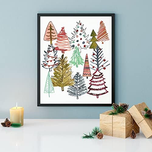 Božićna Drvca Platnu Zid Umjetnost Božićno Art Print Božićno Klasicni Crveni Božićno Drvce Art Print Za Kućni