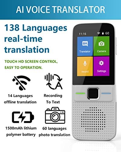 Uređaj Instant Prijevod Jezika, Uređaj Glas Pametnog Džep Tumača 138 Jezika Simultani Prevoditelj Putovanja