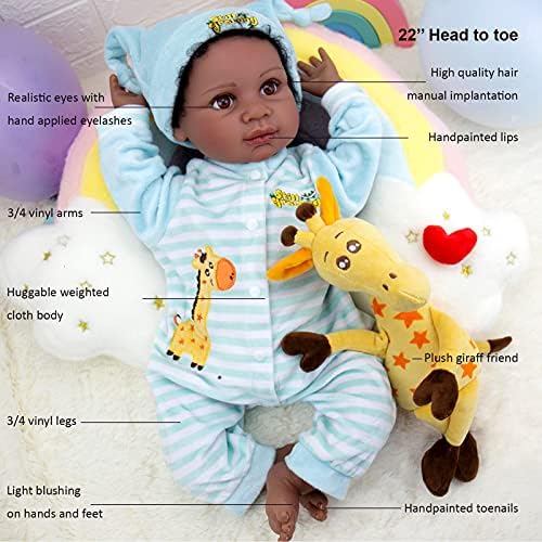 Lutka Milidool Black Reborn Baby Doll 22 Inča Realan Афроамериканские Lutke za novorođene Dječake s poklon paketima
