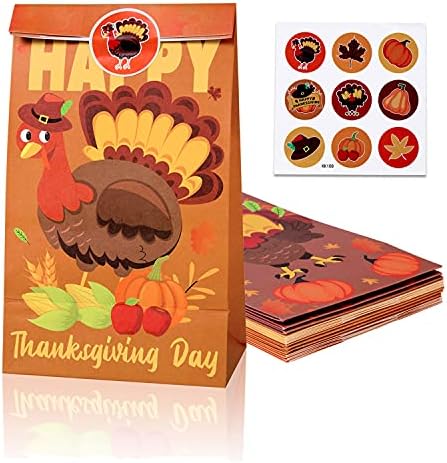 12 Komada Nakita za Dan Zahvalnosti Poklon za Dan zahvalnosti Čokolade Goodies Torbe za poslastice s naljepnicama