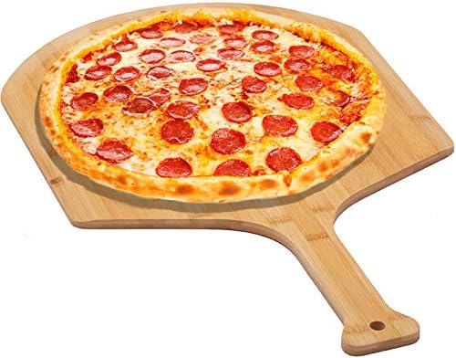 Velika Lopatica za čišćenje pizza od bambusa 24,5 x 16 cm sa 9-inčni ručka za nošenje Pizza, Kruha, Kolača,