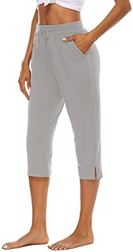 THANTH Ženske hlače za joge Capri s tie, udoban пижамные hlače za odmor, trening dres, Hlače za trčanje s džepovima