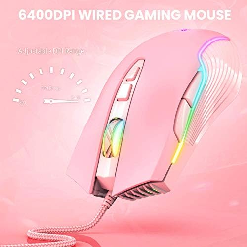 Gaming miš SIMGAL RGB Žična, USB Optički Računalni Miš s pozadinskim osvjetljenjem RGB, 6 Podesivih dpi Do 6400,