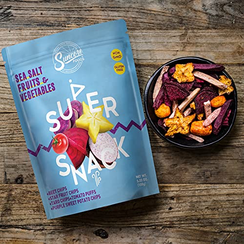 Suncore Foods Supersnack – Čips od Voća i Povrća s Morskom soli, 5,32 oz – Bez glutena, Bez GMO