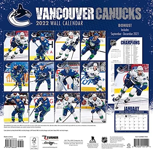 TURNER SPORT Vancouver Canucks 2022 12X12 Zidni kalendar tima (22998011958)