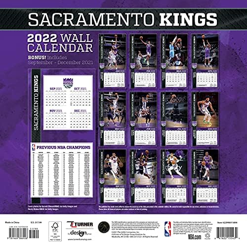 TURNER SPORT Sacramento Kings 2022 12X12 Zidni kalendar tima (22998011894)