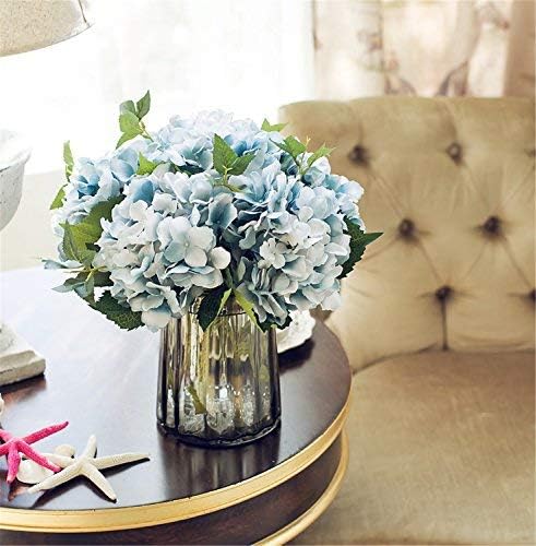 Felice Arts Umjetna Svila Cvijeće Kalifornijskog Lažni Lijepe Cvijeće buket Hortenzija za kućnu svadbenog dekora,Pakiranje od 3 komada (Plava)