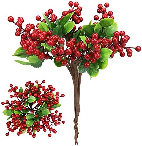 Felice Arts 6 Kom. Božićni Izbori Umjetni Stabljike Crvenih Bobica Lažni Bobice Падуба za Božićno Drvce 0rnaments