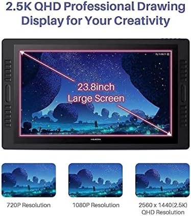 2020 HUION Kamvas Pro 24 Grafički Zaslon za crtanje s rezolucijom od 2,5 DO QHD ekrana, Potpuno prekrivene ламинированным