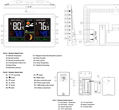 SSMDYLYM Digitalna vremenska stanica Unutarnji Vanjski Termometar Hygrometer Prognoza vremena Sat Temperatura