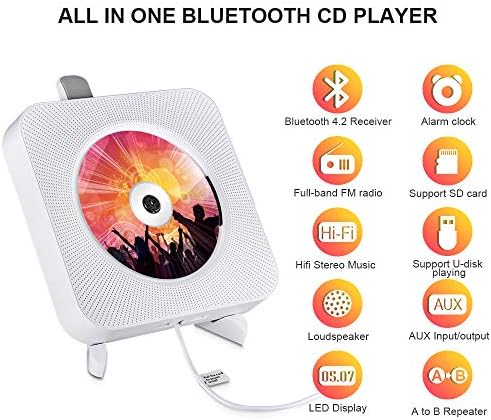 Prijenosni CD-player, Bluetooth, Qoosea Zidni CD-player Music player Home Audio Boombox s daljinskim upravljanjem
