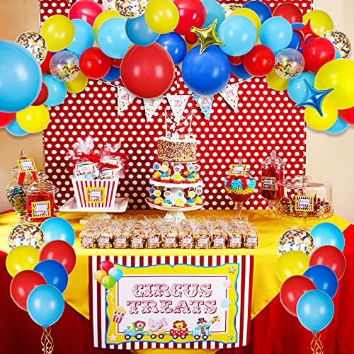 Karneval Cirkus Balon Luk i Гирлянда Komplet sa 117 kom. Crvena Plava Žuta Duga Baloni od Latex sa Konfete Гирлянда