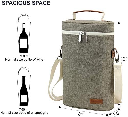 2 Pakiranja - 2 Boce Usamljena Torba za vino, Putnu torbu-hladnjak sa vinske obloge s ramenom pojasom, Otvarač