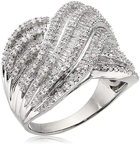 Dijamantni prsten od srebra (1 cttw, Boja I-J, Transparentnost I2-I3)
