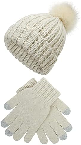Muryobao, 2 komada, ženska zimska вязаная kapa-bini, set rukavice za zaslon osjetljiv na dodir вязаная kapa-lubanja