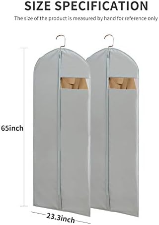 Torbe za haljine za duge haljine, 65, Prozirna vreća za odjeću s dugim haljina(Set od 2, 23,3 X 65)