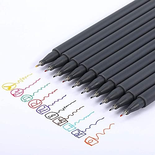 Skup u boji olovke Fineliner - Set tankih point olovke, 10 komada, Olovke sa tankom olovkom 0,38 mm, Najbolji