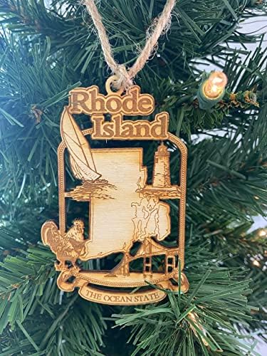 Rhode Island Ukras Države Ocean Drveni Ukras Božićnog Drvca Svečani Dekor Državnih Suvenira