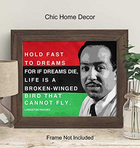 Crna Vođa, Inspirativna citat Лэнгстона Hughes na Афроамериканском zastavi - Zidni umjetnički Plakat s građanskim