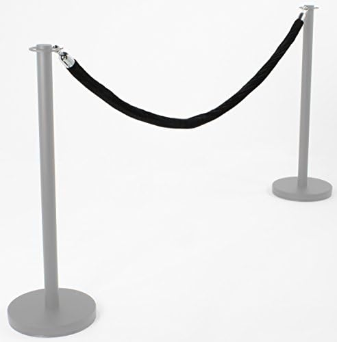 Ropes barijera Displays2go 6-1/2 Noge, Crni baršun uže s kromiranim kuke (RP2MBKCH01)