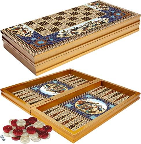 Skup turskih backgammon LaModaHome 19,7, Figura Konja, Drveni, igra na ploči za obiteljske Proslave, Moderna