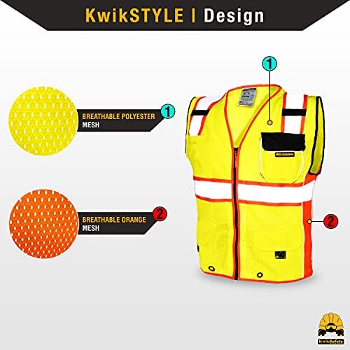 KwikSafety KLASIČNI i VIŠI Sigurnosni Prsluk za 2 klase ANSI OSHA 1 Pakiranje 2 pakiranje Žuta i Narančasta