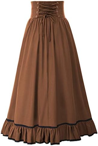 Crvena Tmina Ženska Victorian Maxi suknja Vintage suknja trapeznog oblika s visokim strukom
