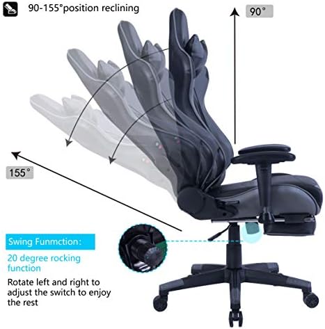 Igra fotelja za masažu leđa HEALGEN sa držačem za nogu,Računalna igra stolica za trkaće igre, Stolica za igrače