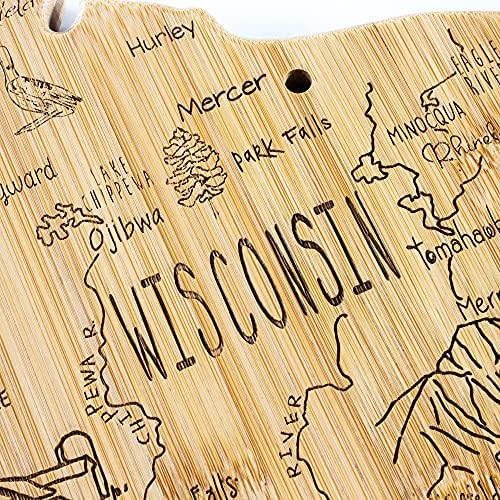 Potpuno bamboo Сервировочная i rezanje ploče u obliku Wisconsin u državi Wisconsin, uključuje Mrežnom stezač