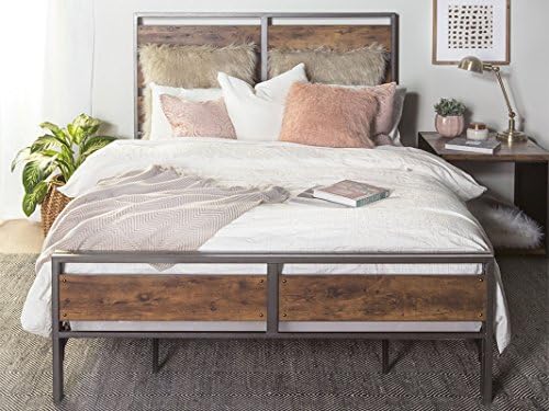 Bračni krevet u rustikalnom stilu s metalnim i drvenim нарами-Uključuje uzglavlje i изножье
