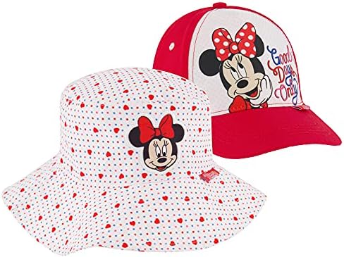 Dječje šešir-kantu Disney za djevojčice, Kapu za djecu s Minnie Mouse i Dječje šešir od sunca, UPF 50+ Uv-Zaštita