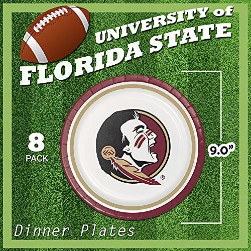 Set pribora za stranke Kreativni pretvorbe Florida state University | Tanjura za večeru i desert, Maramice za