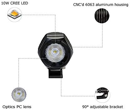 Handster Kompaktni 2 inča 10 W CREE XM-L2 LED Svjetiljka 2 kom. Kućište od Aluminija sa CNC duga Svjetla Super